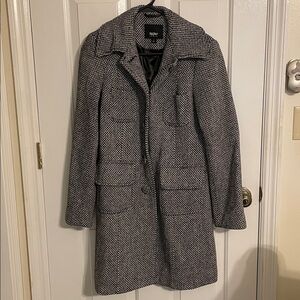 Black and White Long Dress Coat